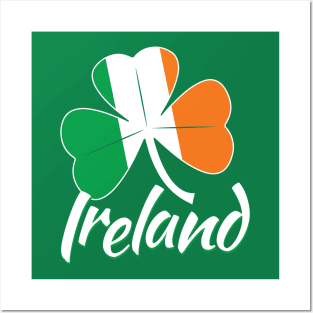 Ireland Shamrock Flag Posters and Art